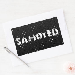 サモエイの犬文字で綴おもしろいる 長方形シール