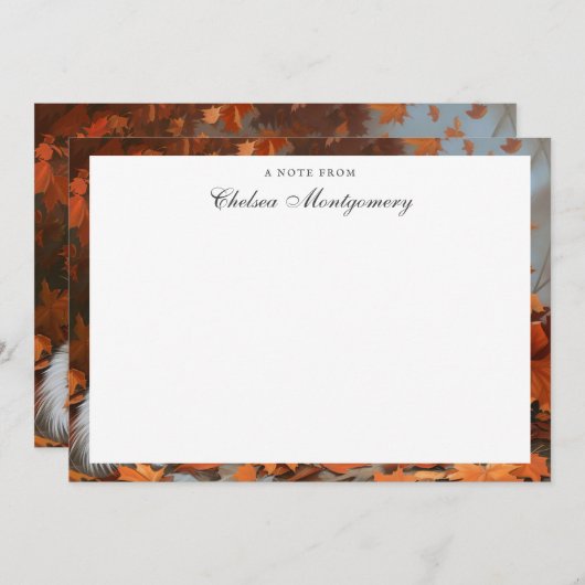 サモエイパーソナライズされたドグネーム秋 ノートカード (正面/裏面)
