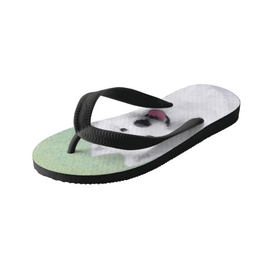 サモエイ絵画ズ – かわいいオリジナルドッグアート キッズビーチサンダル (アングル)