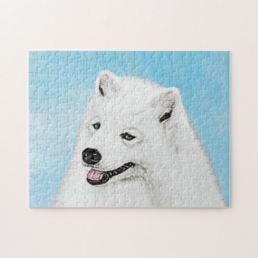 サモエイ絵画ズ – かわいいオリジナルドッグアート ジグソーパズル (横)