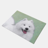 サモエイ絵画ズ – かわいいオリジナルドッグアート ドアマット (アングル)