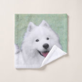 サモエイ絵画ズ – かわいいオリジナルドッグアート バスタオルセット (ウォッシュタオル)