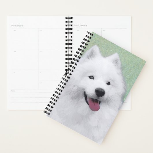 サモエイ絵画ズ – かわいいオリジナルドッグアート プランナー手帳 (ディスプレー)