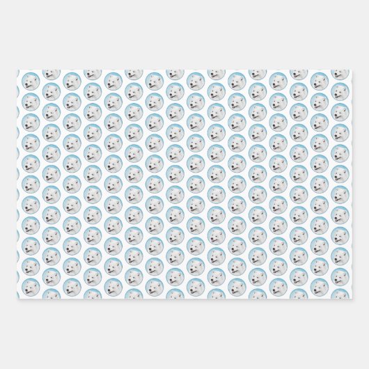 サモエイ絵画ズ – かわいいオリジナルドッグアート ラッピングペーパーシート (正面2)