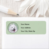 サモエイ絵画ズ – かわいいオリジナルドッグアート ラベル (インサイチュ)