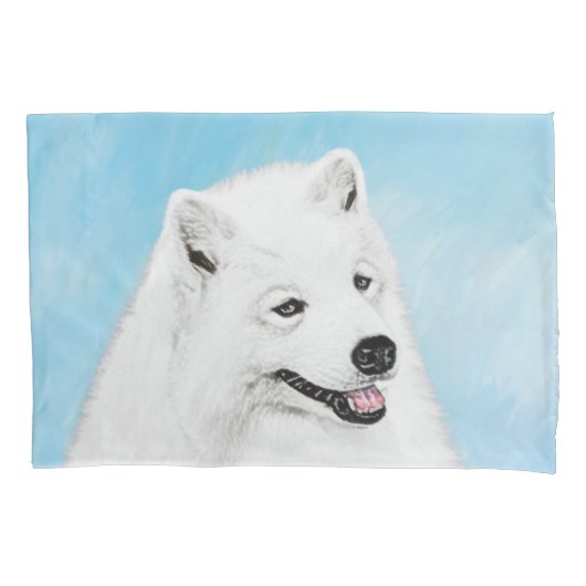サモエイ絵画ズ – かわいいオリジナルドッグアート 枕カバー (正面)