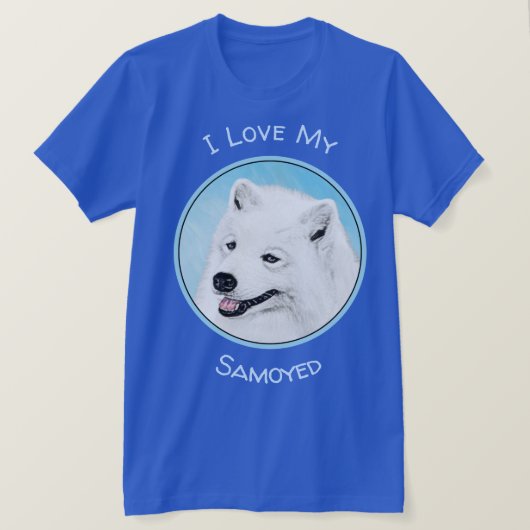 サモエイ絵画ズ – かわいいオリジナルドッグアート Tシャツ (デザイン正面)
