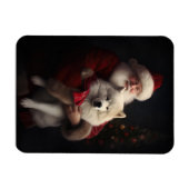 サモエドとサンタクロースのクリスマス マグネット (横)