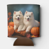 サモエドの仔犬の秋の喜びのかぼちゃ 缶クーラー (裏面)