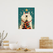 サモエドの可愛い犬とクリスマス ポスター (キッチン)