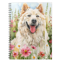サモエドの水彩画の犬好きジャーナルノート