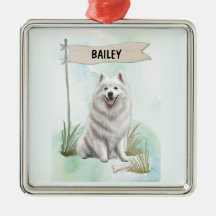 サモエドの水彩画 オーダーメイドの犬