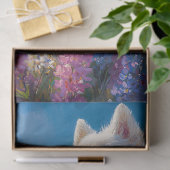 サモエドの紫色のルピナスの花デコパージュ 薄葉紙 (ギフト)