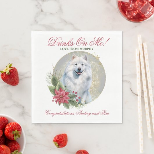 サモエドの結婚式のナプキン 犬の写真入り スタンダードランチョンナプキン (インサイチュ)
