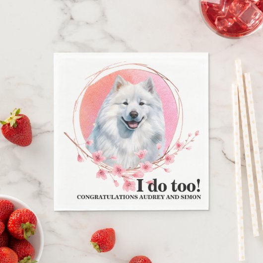 サモエドの結婚式のナプキン 犬の写真入り スタンダードランチョンナプキン (インサイチュ)