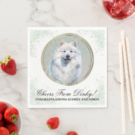 サモエドの結婚式のナプキン　犬の写真入り スタンダードランチョンナプキン