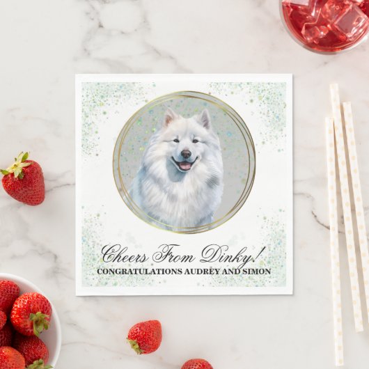 サモエドの結婚式のナプキン 犬の写真入り スタンダードランチョンナプキン (インサイチュ)