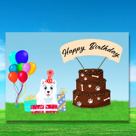 サモエドの誕生日おめでとう ケーキ カード