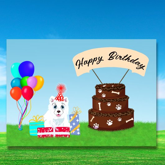 サモエドの誕生日おめでとう ケーキ カード