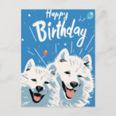 サモエドの誕生日ポストカード ポストカード (正面)