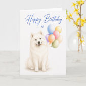 サモエドの誕生日 カード (黄色い花)
