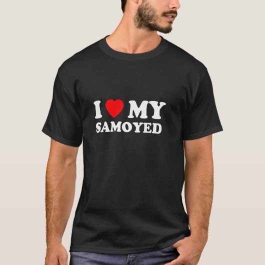 サモエドハート ドッグモム アンド ダッド 大好き Tシャツ (正面)