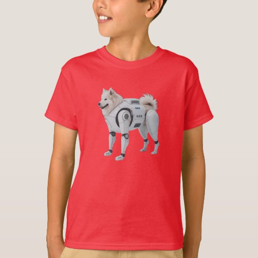 サモエドロボットのかわいい子供用Tシャツ Tシャツ (正面)