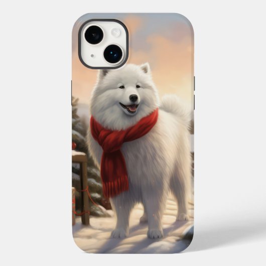 サモエド犬と雪のクリスマス Case-Mate iPhoneケース (裏面)