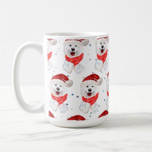 サモエド犬のクリスマススター コーヒーマグカップ (左)