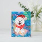 サモエド犬のクリスマス シーズンポストカード (スタンド正面)