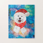 サモエド犬のクリスマス ジグソーパズル (縦)