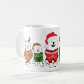 サモエド犬のクリスマス・セーター姿 コーヒーマグカップ (正面左)
