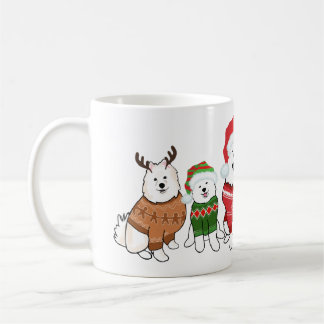 サモエド犬のクリスマス・セーター姿 コーヒーマグカップ