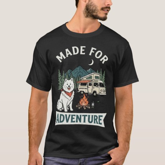 サモエド犬の冒険キャンプ Tシャツ (正面)
