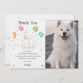 サモエド犬の子犬の誕生日お礼カード 招待状 (正面)