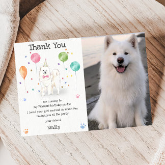 サモエド犬の子犬の誕生日お礼カード 招待状