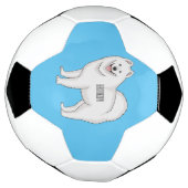 サモエド犬の漫画イラストレーション サッカーボール (回転)
