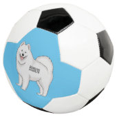 サモエド犬の漫画イラストレーション サッカーボール (3/4)
