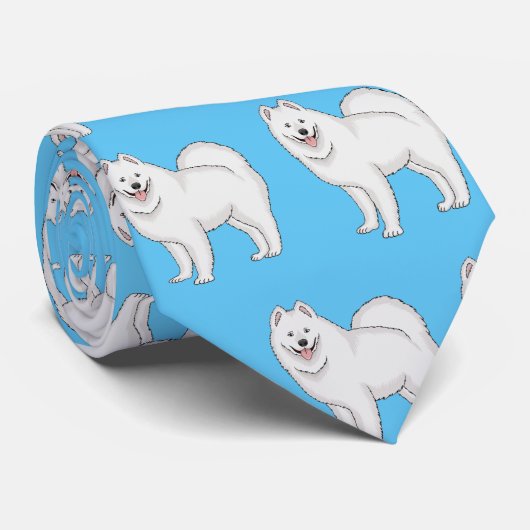 サモエド犬の漫画イラストレーション ネクタイ (ロール)