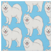 サモエド犬の漫画イラストレーション ファブリック (クローズアップ)