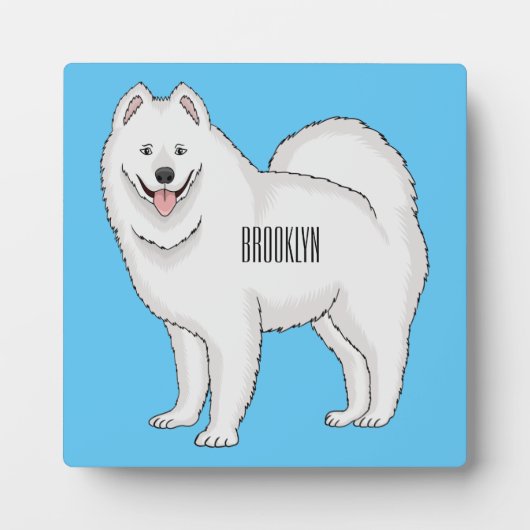サモエド犬の漫画イラストレーション フォトプラーク (正面)