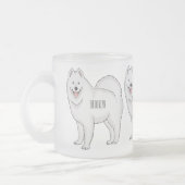 サモエド犬の漫画イラストレーション フロストグラスマグカップ (左)