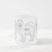 サモエド犬の漫画イラストレーション フロストグラスマグカップ (中央)
