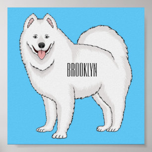 サモエド犬の漫画イラストレーション ポスター