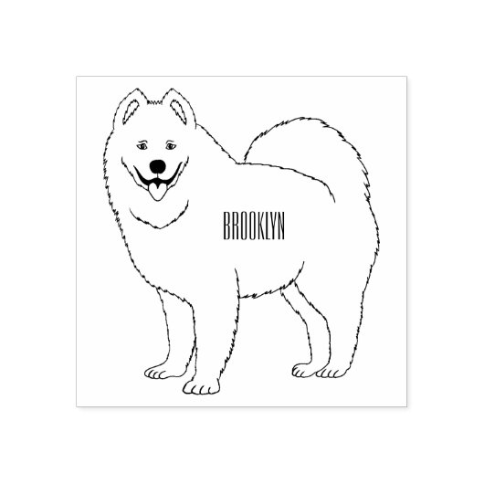 サモエド犬の漫画イラストレーション ラバースタンプ (インプリント)