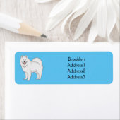 サモエド犬の漫画イラストレーション ラベル (インサイチュ)