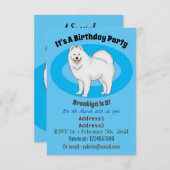 サモエド犬の漫画イラストレーション 招待状 (正面/裏面)
