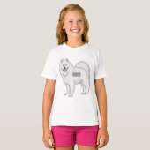 サモエド犬の漫画イラストレーション Tシャツ (正面フル)