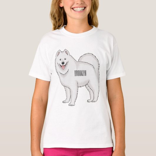 サモエド犬の漫画イラストレーション Tシャツ (正面)