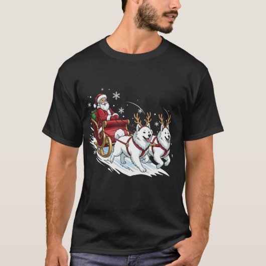 サモエド犬好きのためのクリスマスユーモア Tシャツ (正面)